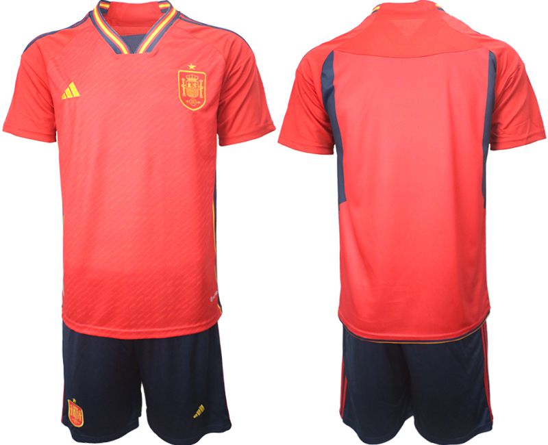 Men 2022 World Cup National Team Spain home red blank Soccer Jerseys->customized soccer jersey->Custom Jersey
